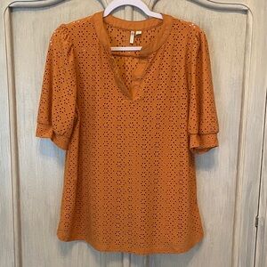 Women's Burnt Orange Eyelet Top